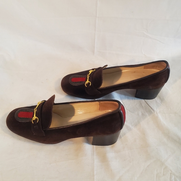 Vintage GUCCI Women’s Size 36 Brown Suede Heel Loafers - Picture 3 of 9